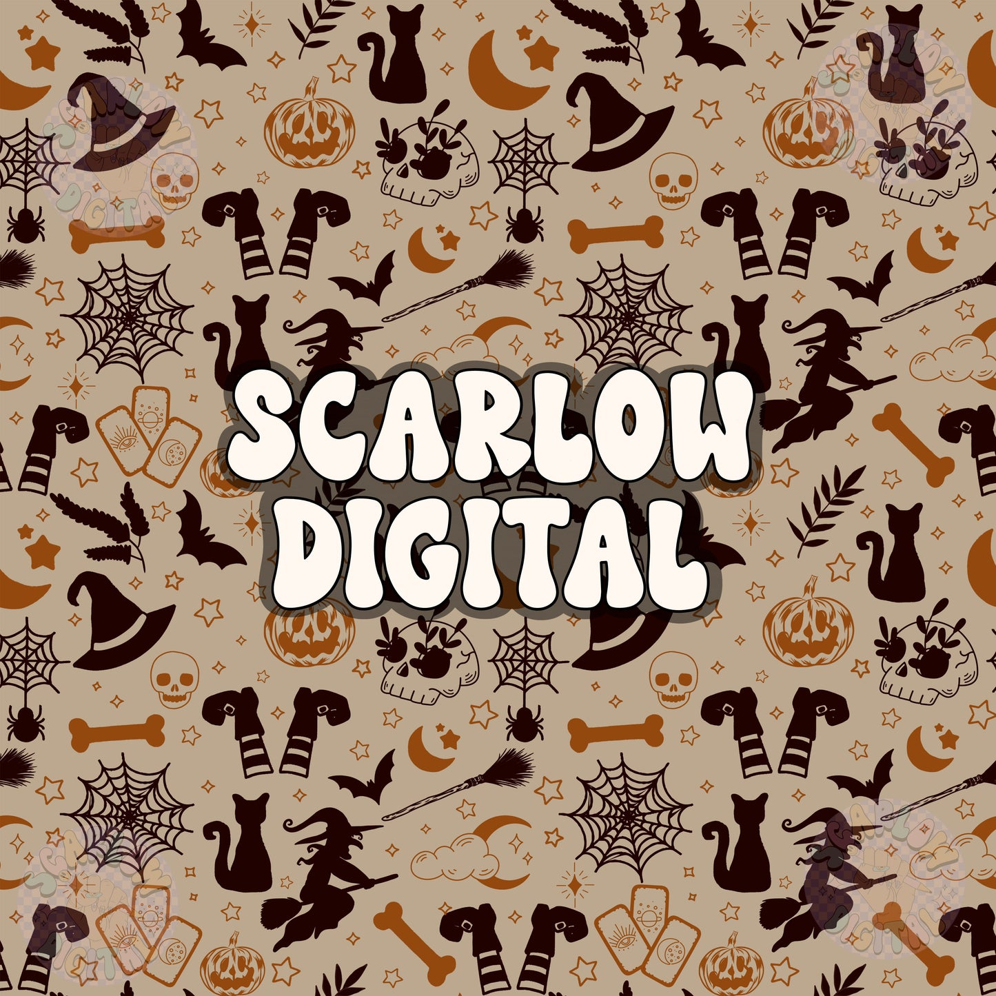 Spooky Seamless Pattern Digital Design Download, Halloween seamless pattern, vintage seamless, tarrot seamless, bats seamless, fall seamless