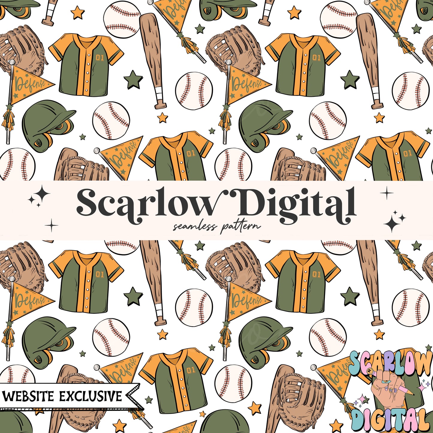 Website Exclusive: Baseball Team Colors Seamless Pattern Digital Design Download