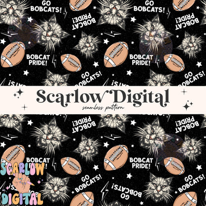 Bobcats Seamless Pattern Digital Design Download, bobcats football seamless file, team mascot digital prints, football season seamless print