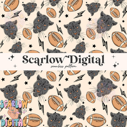 Panthers Seamless Pattern Digital Design Download, Panthers football seamless file, team mascot digital prints, football season seamless