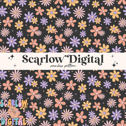 Flowers Seamless Pattern Digital Design Download, trendy seamless paper, floral seamless file, girl digital paper, girl designs, spring png