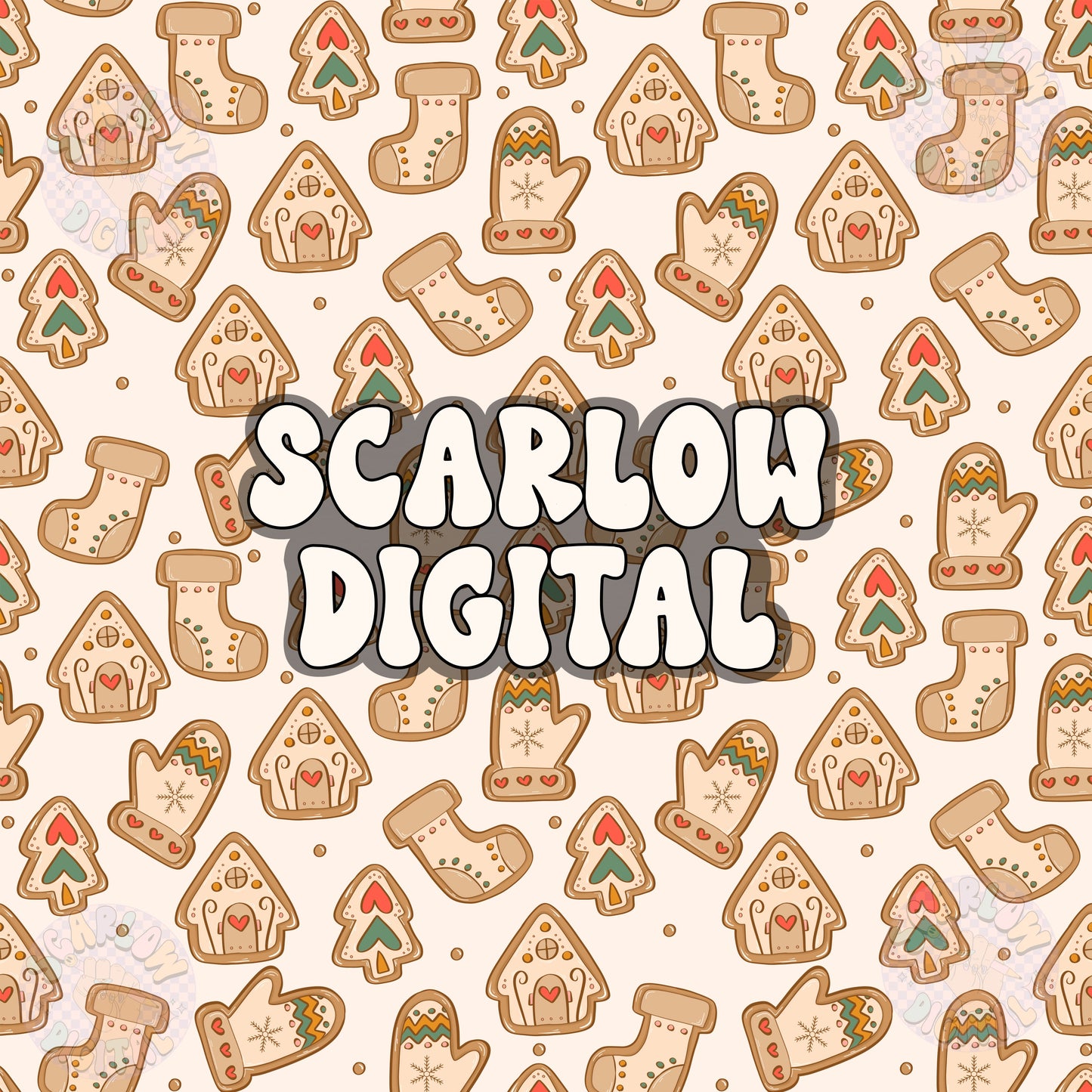 Christmas Cookies Seamless Pattern Digital Design Download, christmas designs, christmas tree digital prints, holiday seamless patterns