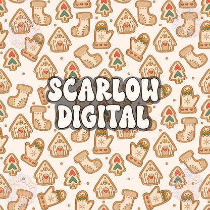 Christmas Cookies Seamless Pattern Digital Design Download, christmas designs, christmas tree digital prints, holiday seamless patterns