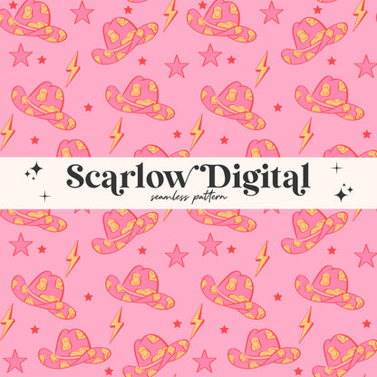 Cowgirl Seamless Pattern-Western Sublimation Digital Design Download-retro seamless file, preppy seamless, popular seamless, trendy seamless