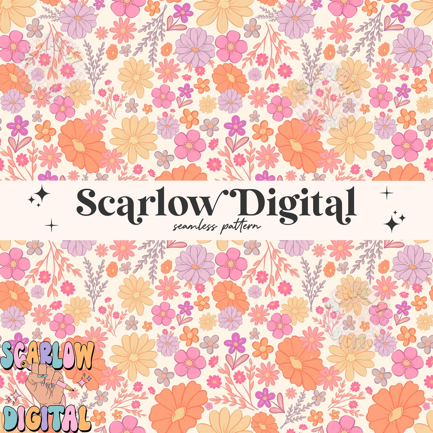 Flowers Seamless Pattern Digital Design Download, floral seamless prints, trendy digital paper, summer flowers seamless pattern, girl design