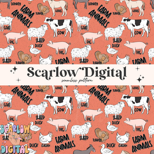 Farm Animals Seamless Pattern Digital Design Download, cows seamless file, boy seamless pattern, kids seamless pattern, country seamless