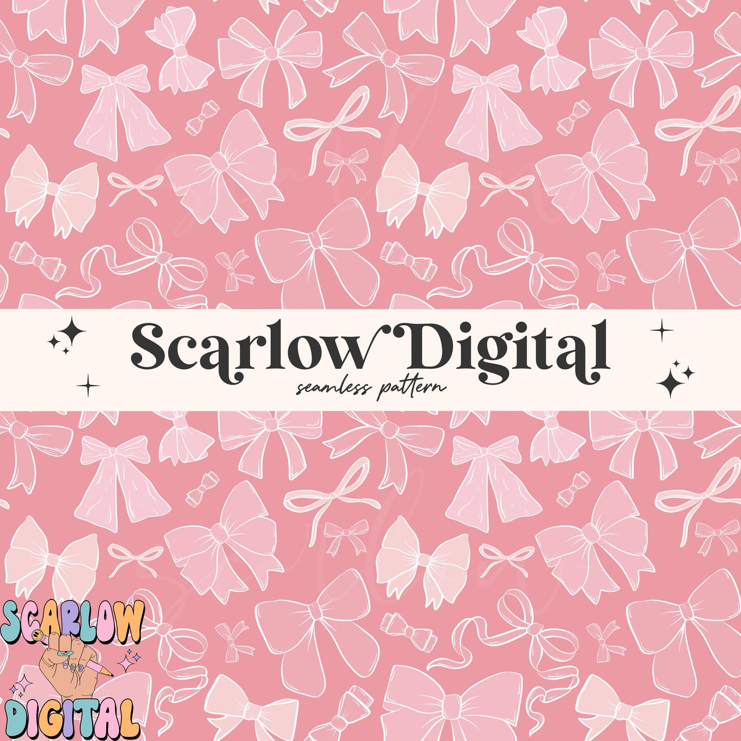 Dainty Bows Seamless Pattern-Coquette Sublimation Digital Design Download-frilly seamless file, girly seamless pattern, simple seamless