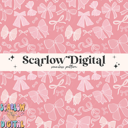 Dainty Bows Seamless Pattern-Coquette Sublimation Digital Design Download-frilly seamless file, girly seamless pattern, simple seamless