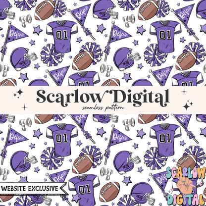 Website Exclusive: Purple and White Football Seamless Pattern Digital Design Download