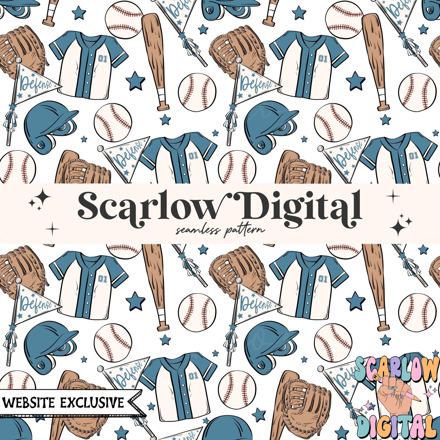 Website Exclusive: Baseball Team Colors Seamless Pattern Digital Design Download