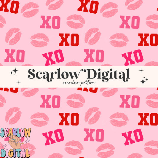 XoXo Seamless Pattern-Valentine's Day Sublimation Digital Design Download-kisses seamless file, vday designs, hearts seamless file designs
