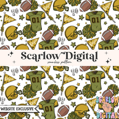 Website Exclusive: Green and Gold Football Seamless Pattern Digital Design Download