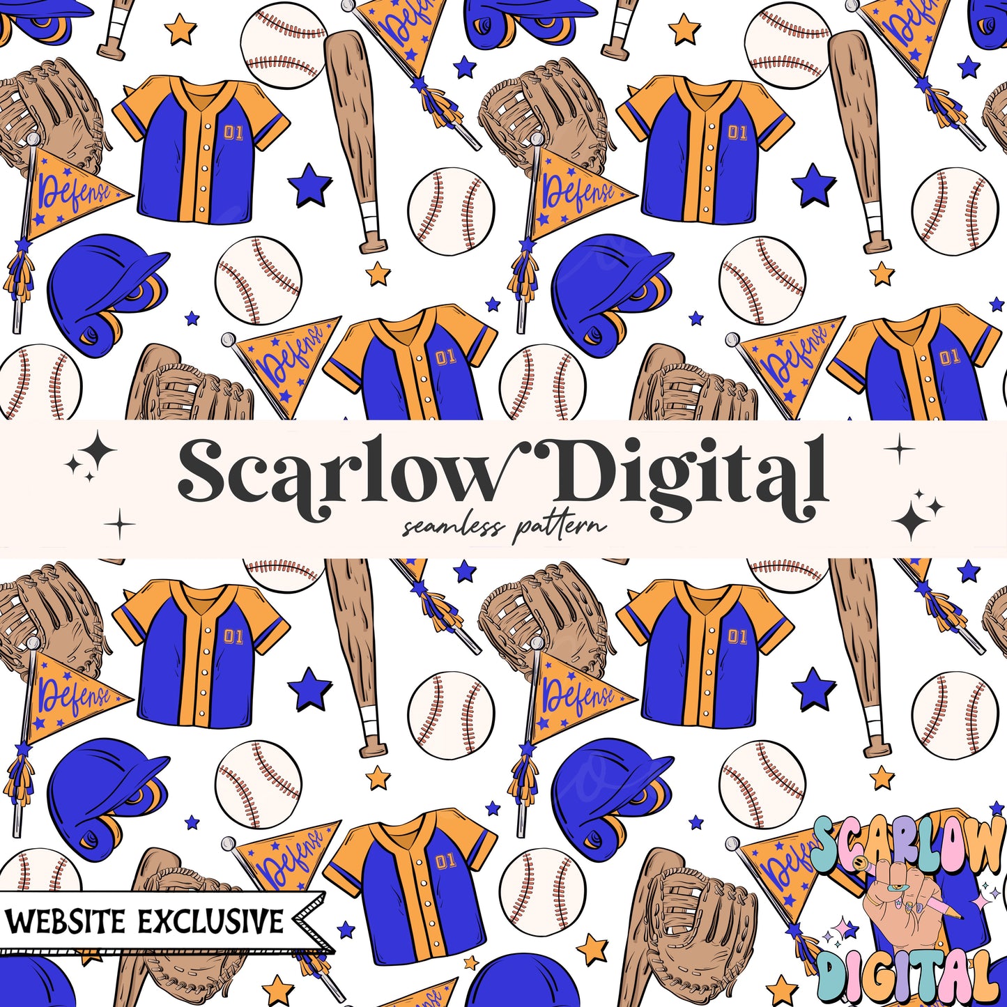 Website Exclusive: Baseball Team Colors Seamless Pattern Digital Design Download