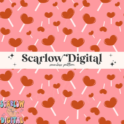 Heart Sucker Seamless Pattern-Valentine's Day Sublimation Digital Design Download-hearts seamless pattern, retro valentine's day designs