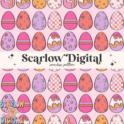 Preppy Eggs Seamless Pattern-Easter Sublimation Digital Design Download-girly seamless pattern, spring seamless file, easter seamless design