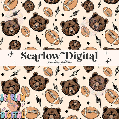 Bears Seamless Pattern Digital Design Download, bears football seamless file, team mascot digital prints, football season seamless patterns