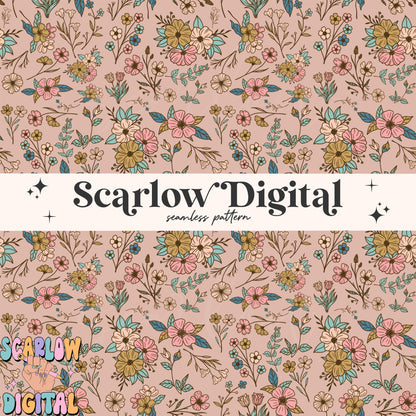 Floral Seamless Pattern Digital Design Download, vintage seamless pattern, easter seamless pattern, spring seamless, flower digital paper