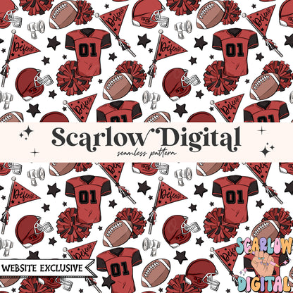 Website Exclusive: Maroon and Black Football Seamless Pattern Digital Design Download