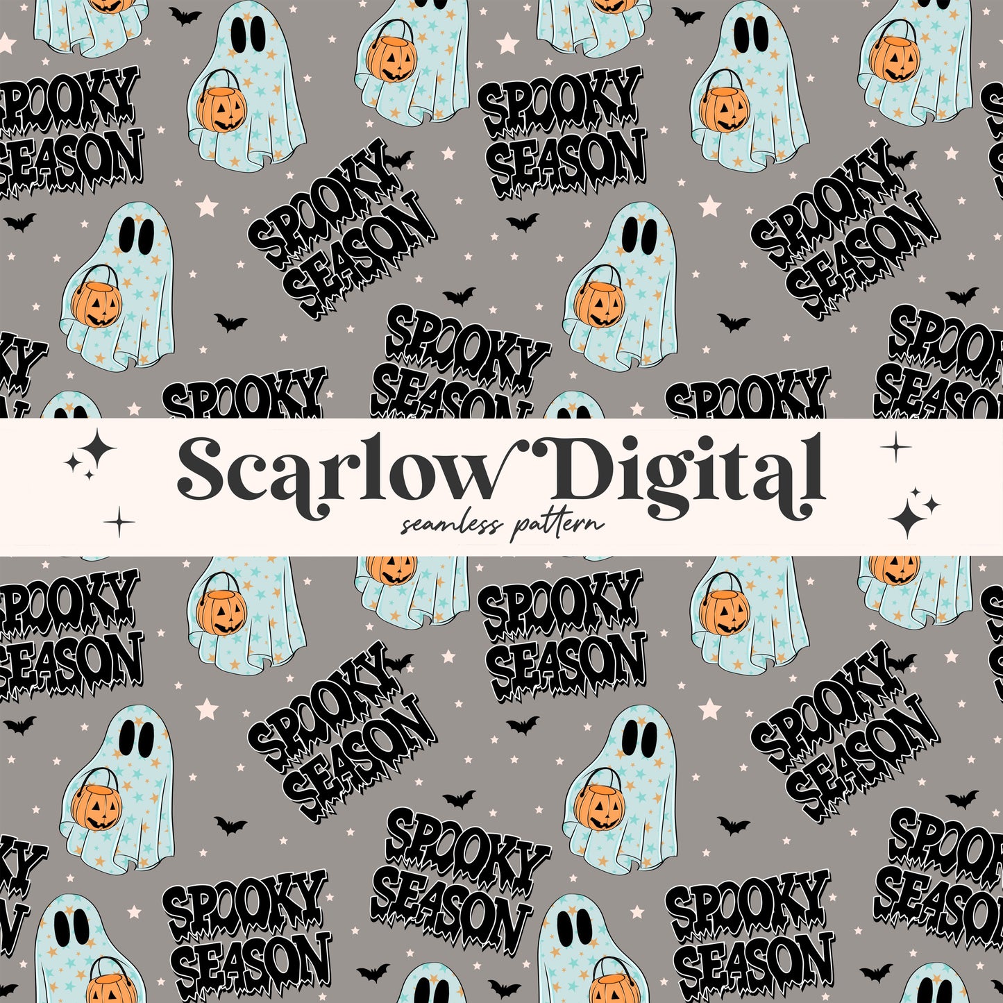 Spooky Season Seamless Pattern-Halloween Sublimation Digital Design Download-cute ghost seamless, spooky boy seamless, pumpkin seamless