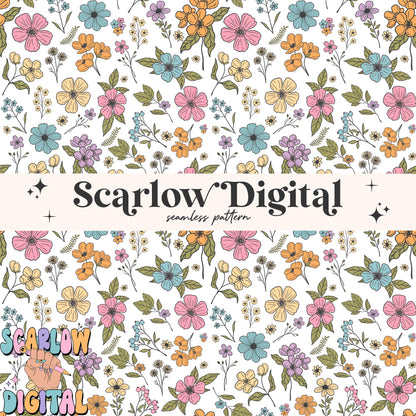 Floral Seamless Pattern Digital Design Download, flowers seamless, trendy digital prints, spring prints, floral digital paper, girl seamless