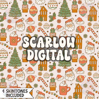 Christmas Things Seamless Pattern Digital Design Download, santa claus seamless, winter seamless, christmas digital paper, xmas designs