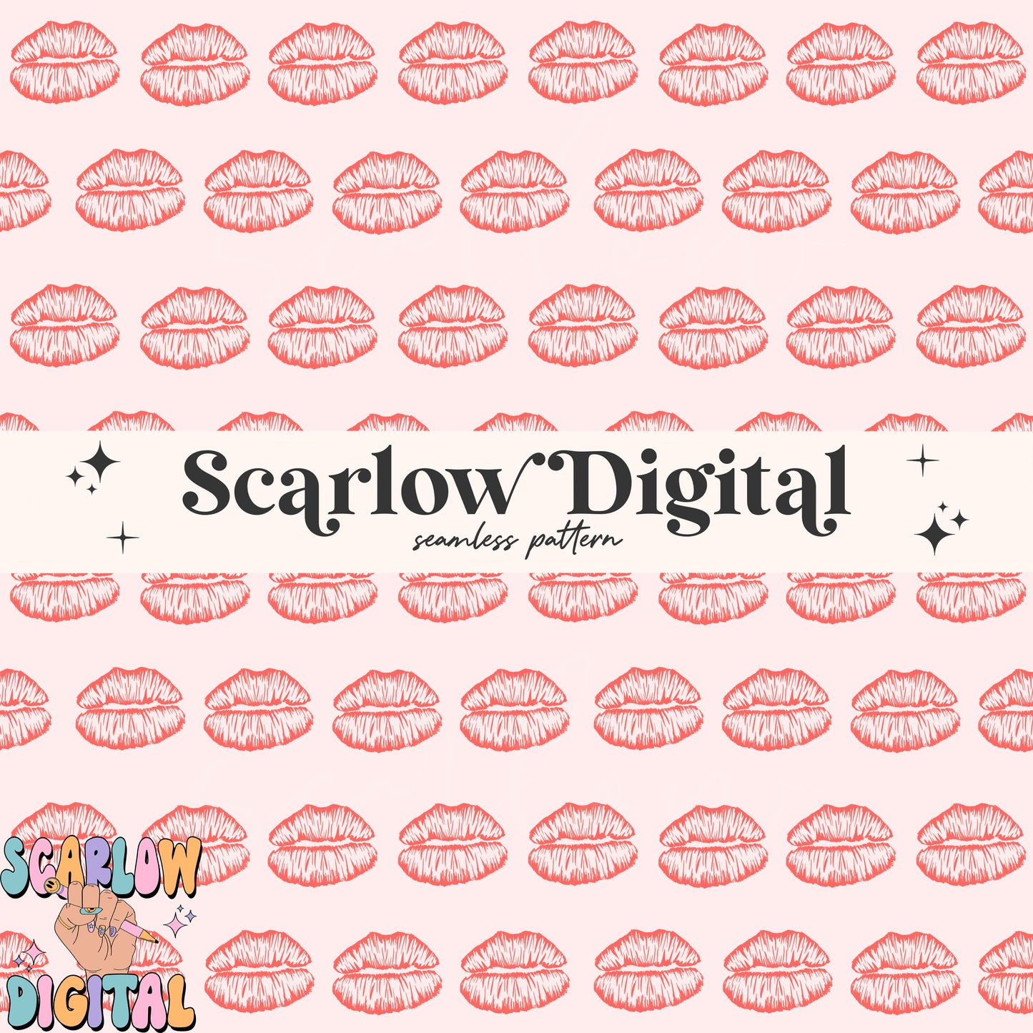 Kisses Seamless Pattern-Valentine's Day Sublimation Digital Design Download-xoxo seamless pattern, lips seamless pattern, boy seamless file