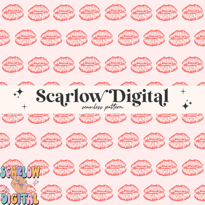 Kisses Seamless Pattern-Valentine's Day Sublimation Digital Design Download-xoxo seamless pattern, lips seamless pattern, boy seamless file