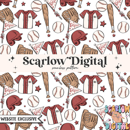 Website Exclusive: Baseball Team Colors Seamless Pattern Digital Design Download