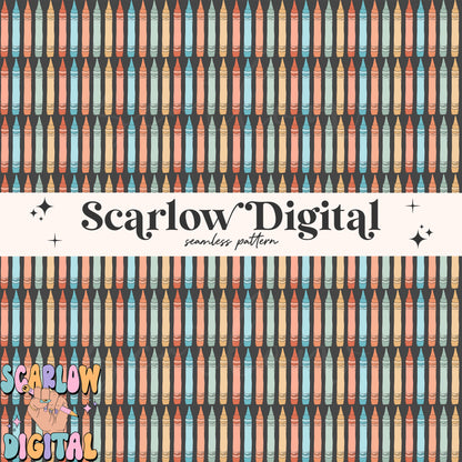 Crayons Seamless Pattern Digital Design Download, back to school digital paper, boy school seamless print, colorful teacher seamless designs