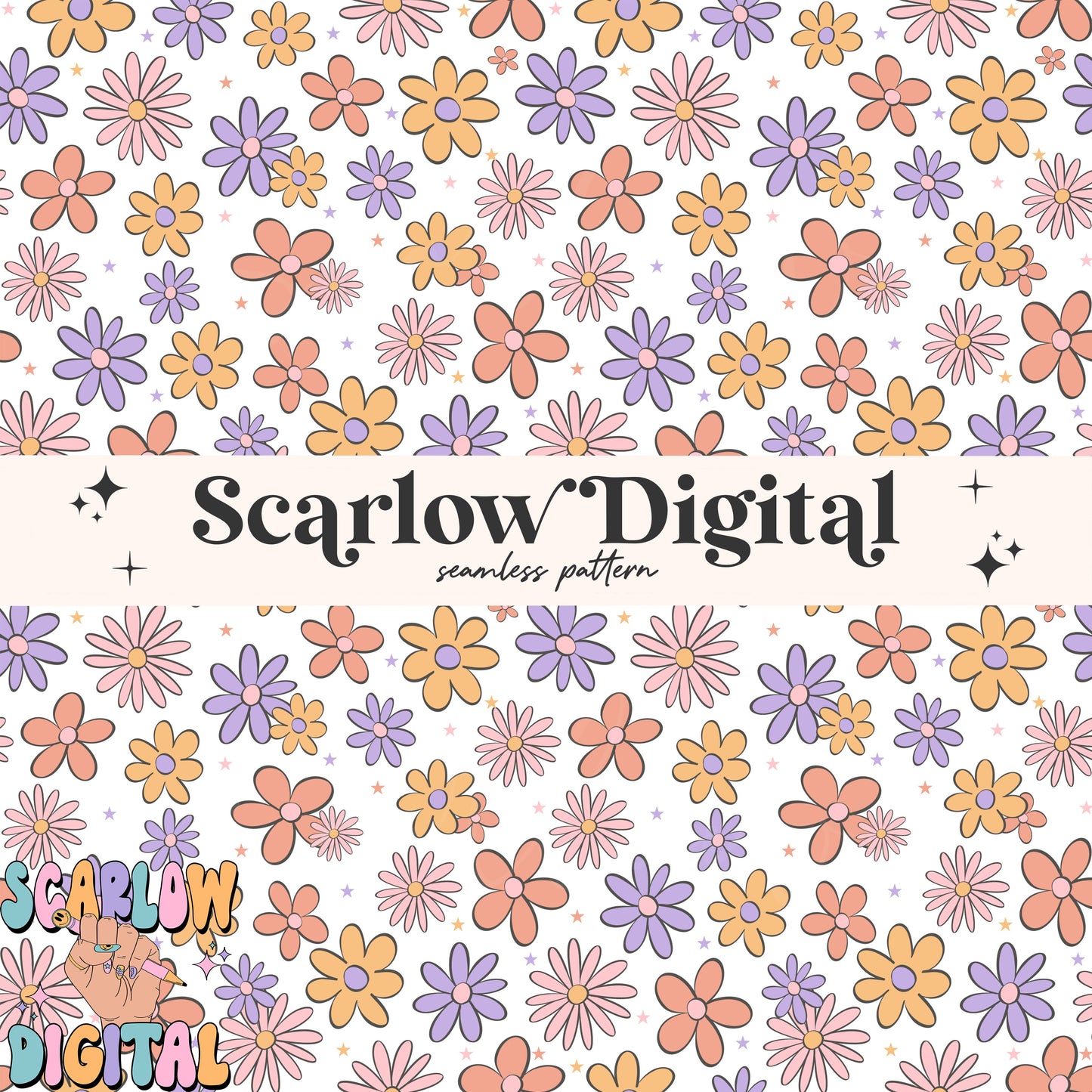 Flowers Seamless Pattern Digital Design Download, trendy seamless paper, floral seamless file, girl digital paper, girl designs, spring png