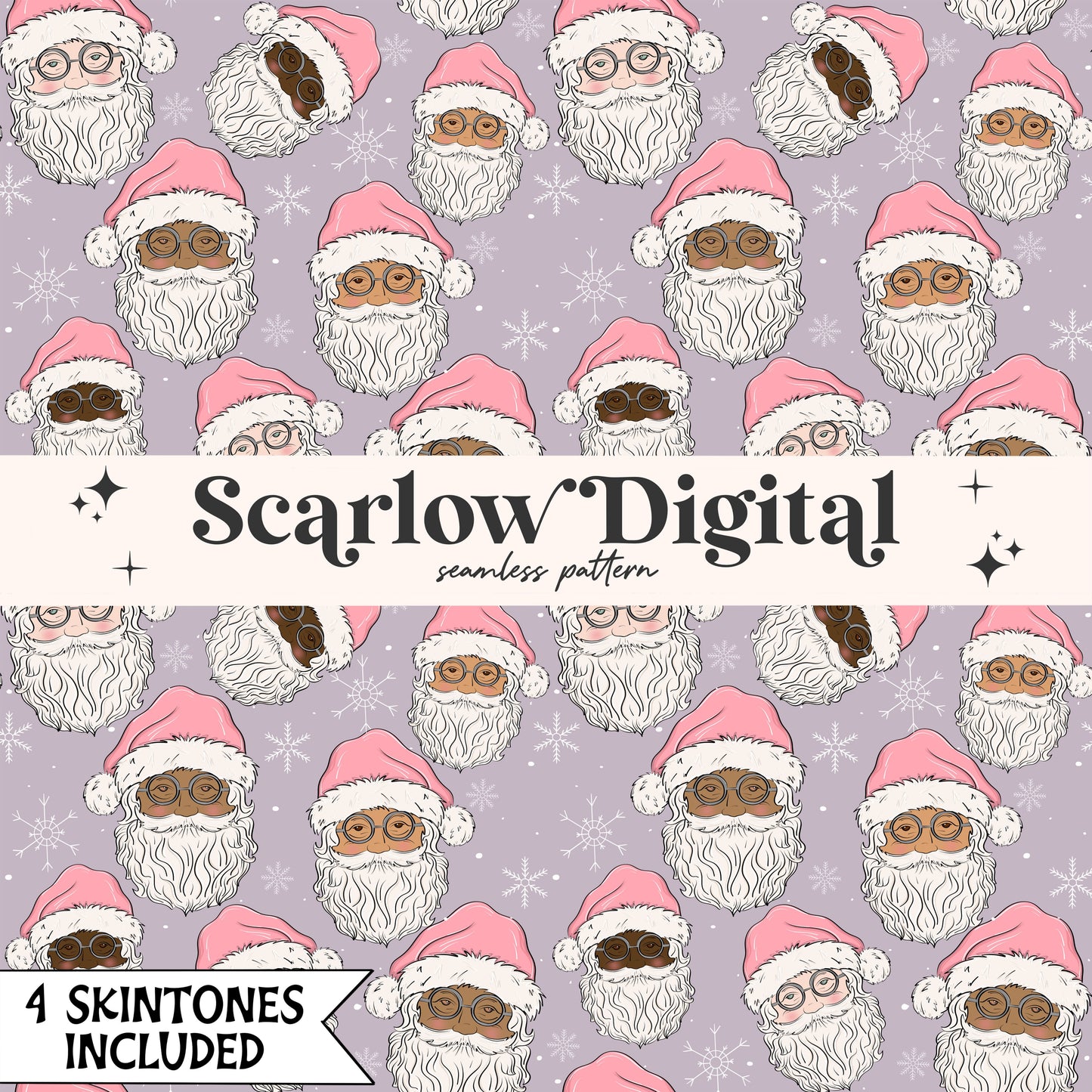 Santa Claus Seamless Pattern-Christmas Sublimation Digital Design Download-snowflake seamless, vintage christmas seamless, preppy seamless