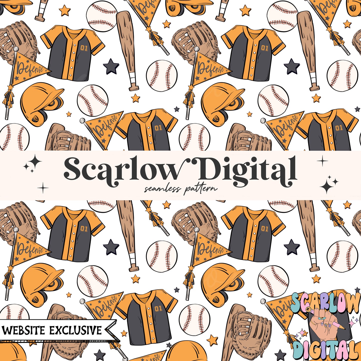 Website Exclusive: Baseball Team Colors Seamless Pattern Digital Design Download