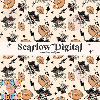 Pirates Seamless Pattern Digital Design Download, Pirates football seamless file, team mascot digital prints, football season seamless