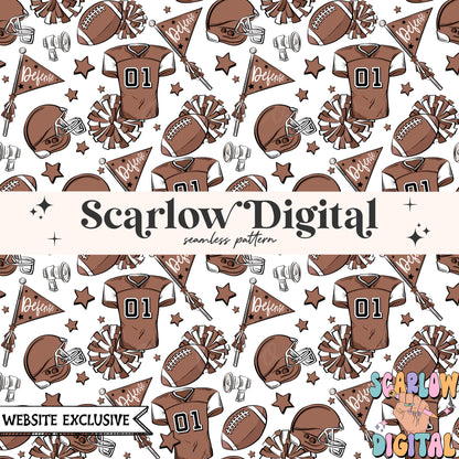 Website Exclusive: Brown and White Football Seamless Pattern Digital Design Download