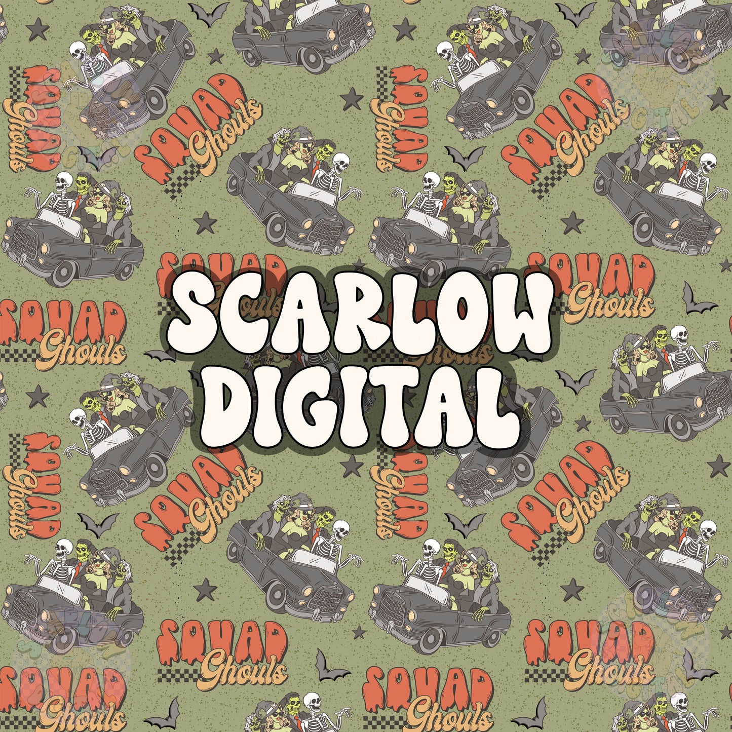 Squad Ghouls Seamless Pattern Digital Design Download, skeletons seamless pattern, zombie seamless, halloween seamless, spooky digital paper