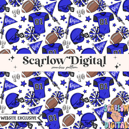 Website Exclusive: Royal Blue and White Football Seamless Pattern Digital Design Download