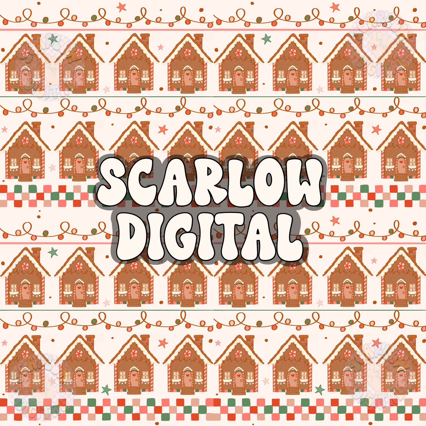 Gingerbread Houses Seamless Pattern Digital Design Download, christmas lights seamless pattern, christmas designs, sweater pattern seamless