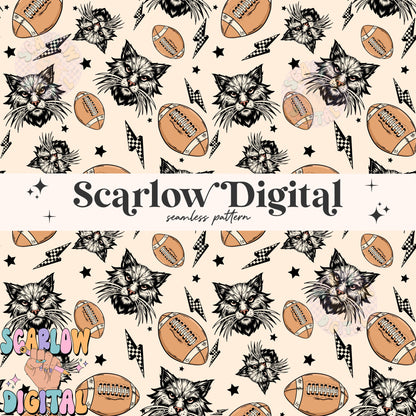 Wildcats Seamless Pattern Digital Design Download, Wildcats football seamless file, team mascot digital prints, football season seamless