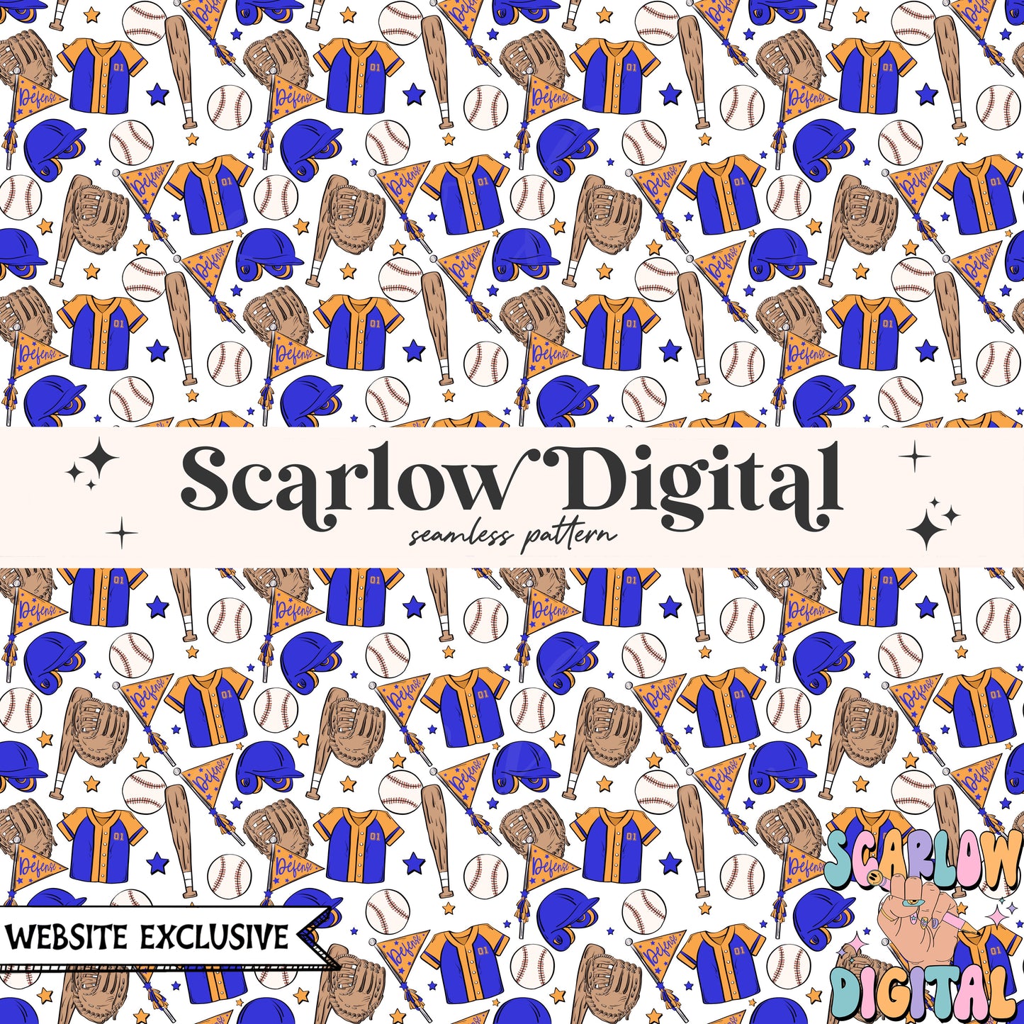 Website Exclusive: Baseball Team Colors Seamless Pattern Digital Design Download