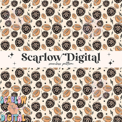 Lions Seamless Pattern Digital Design Download, Lions football seamless file, team mascot digital prints, football season seamless