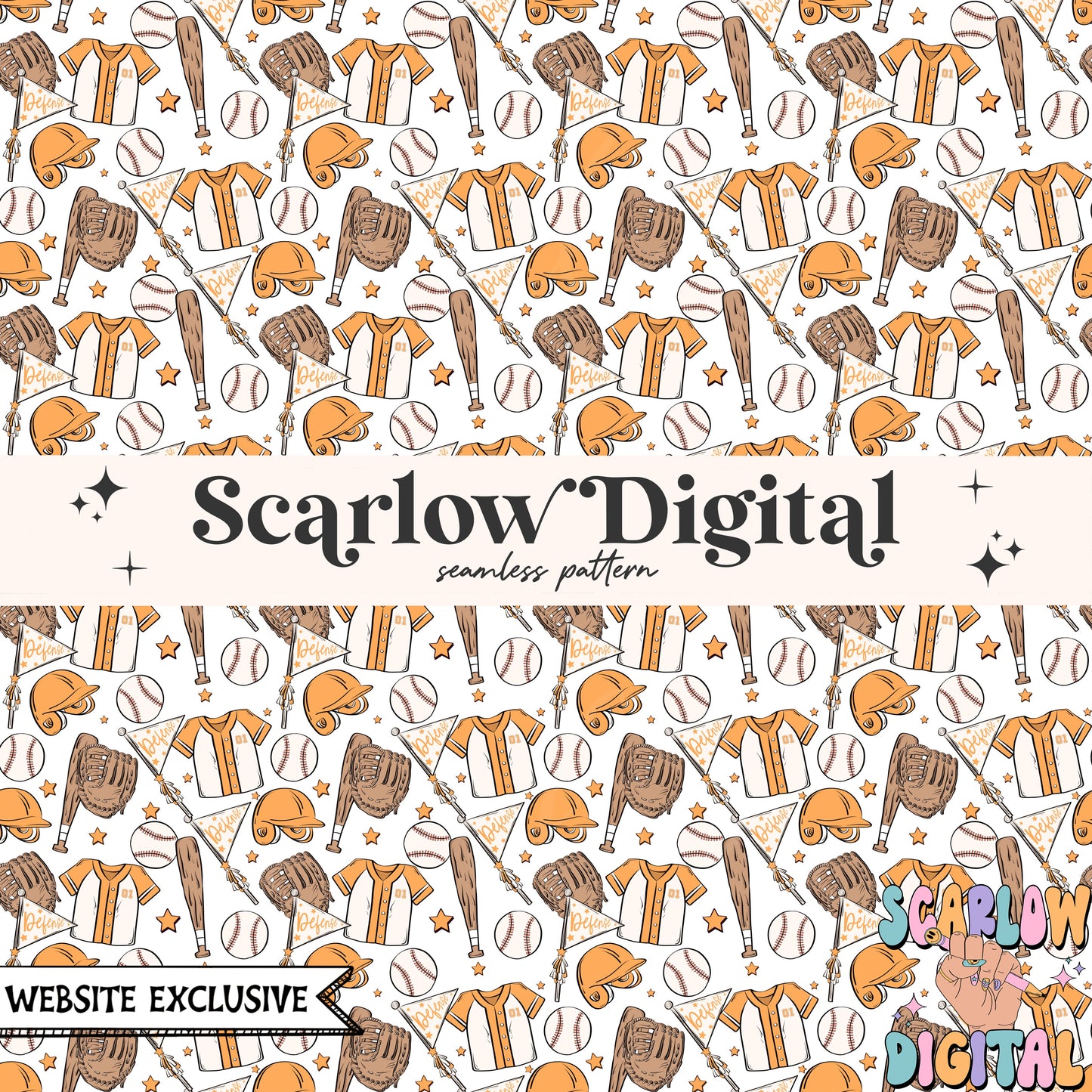 Website Exclusive: Baseball Team Colors Seamless Pattern Digital Design Download