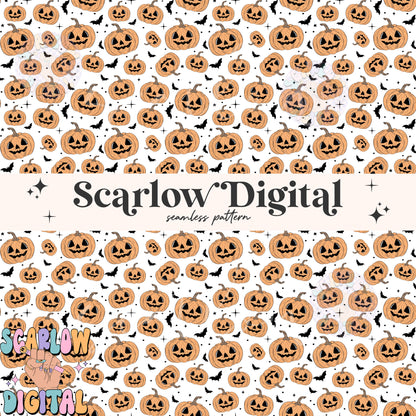 Jack-O'-Lanterns and Bats Seamless Pattern Digital Design Download, halloween seamless pattern, pumpkins digital paper, spooky season design