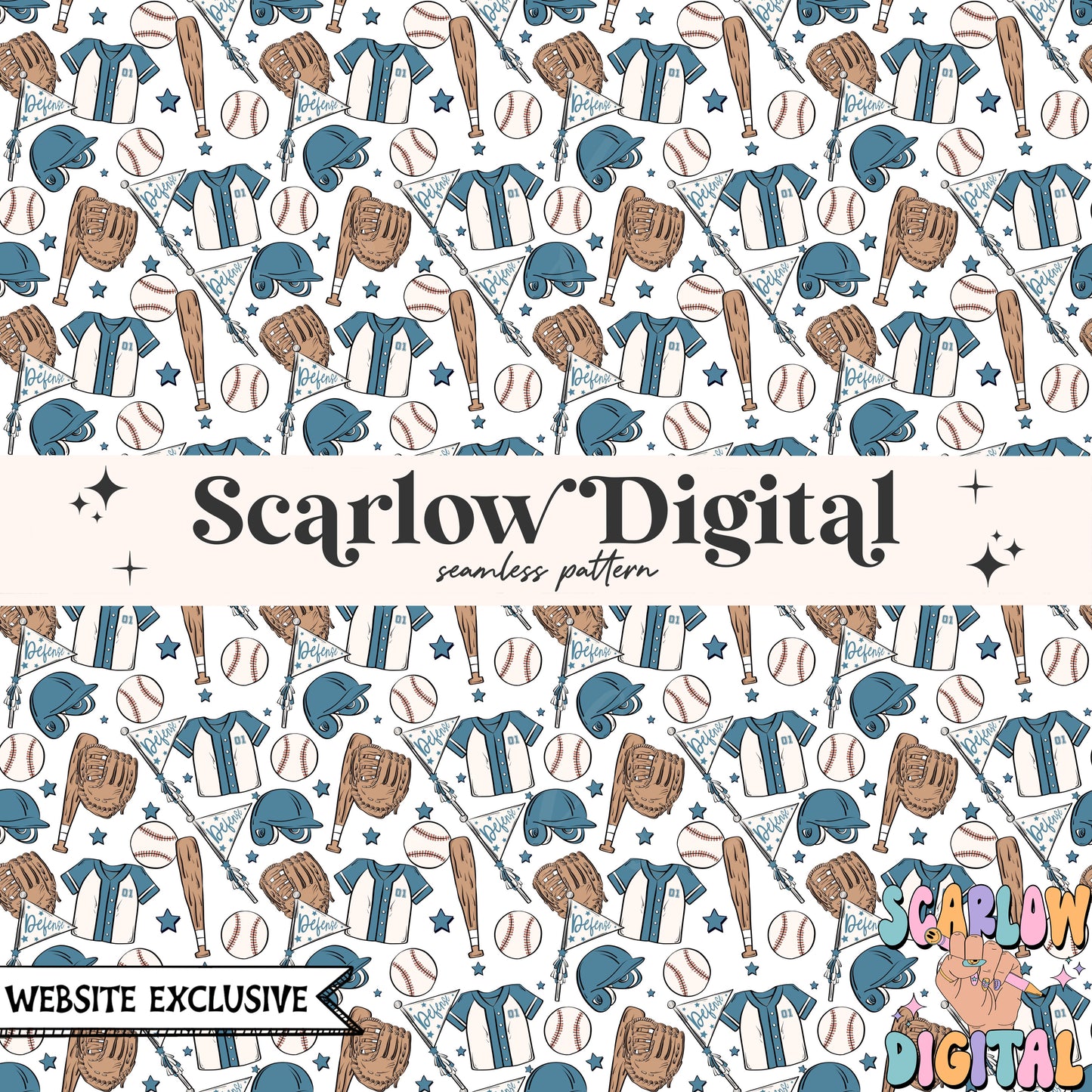 Website Exclusive: Baseball Team Colors Seamless Pattern Digital Design Download