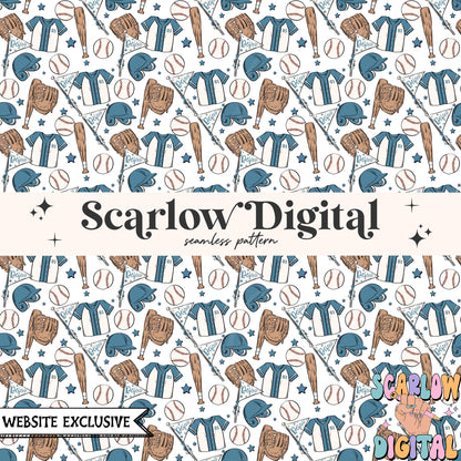 Website Exclusive: Baseball Team Colors Seamless Pattern Digital Design Download