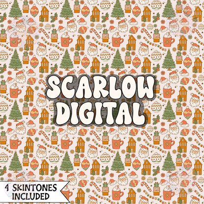 Christmas Things Seamless Pattern Digital Design Download, santa claus seamless, winter seamless, christmas digital paper, xmas designs