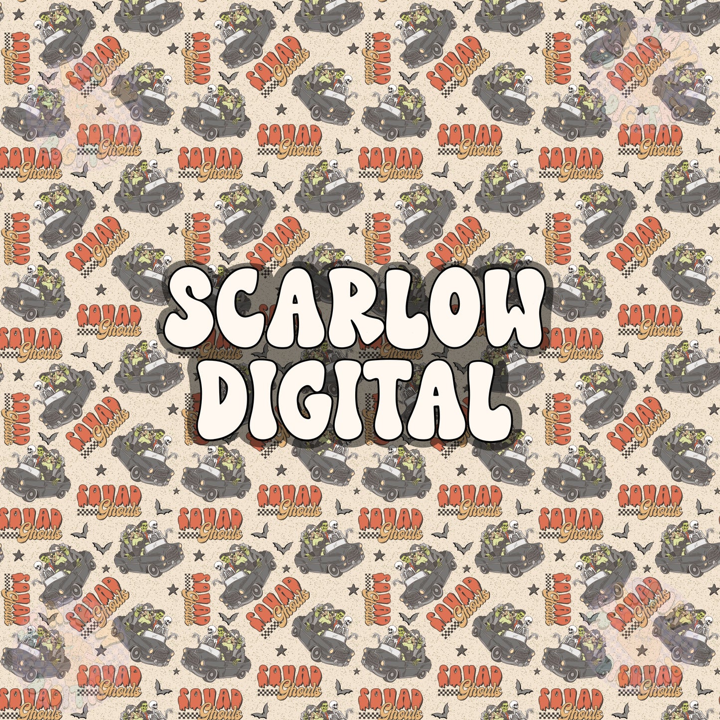 Squad Ghouls Seamless Pattern Digital Design Download, skeletons seamless pattern, zombie seamless, halloween seamless, spooky digital paper