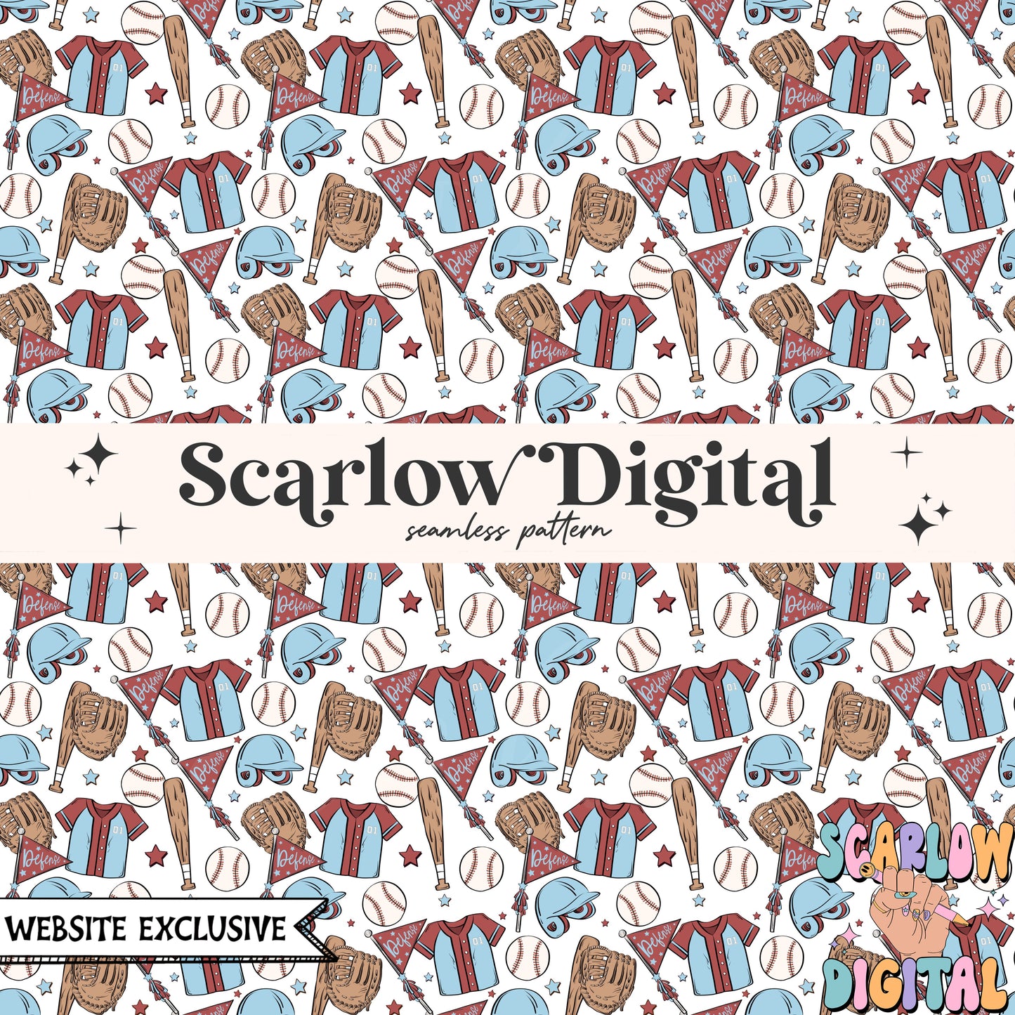 Website Exclusive: Baseball Team Colors Seamless Pattern Digital Design Download