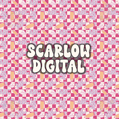 Back to School Seamless Pattern Digital Design Download, girl school seamless, pencil seamless, abc seamless, teacher seamless patterns