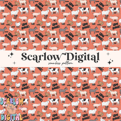 Farm Animals Seamless Pattern Digital Design Download, cows seamless file, boy seamless pattern, kids seamless pattern, country seamless
