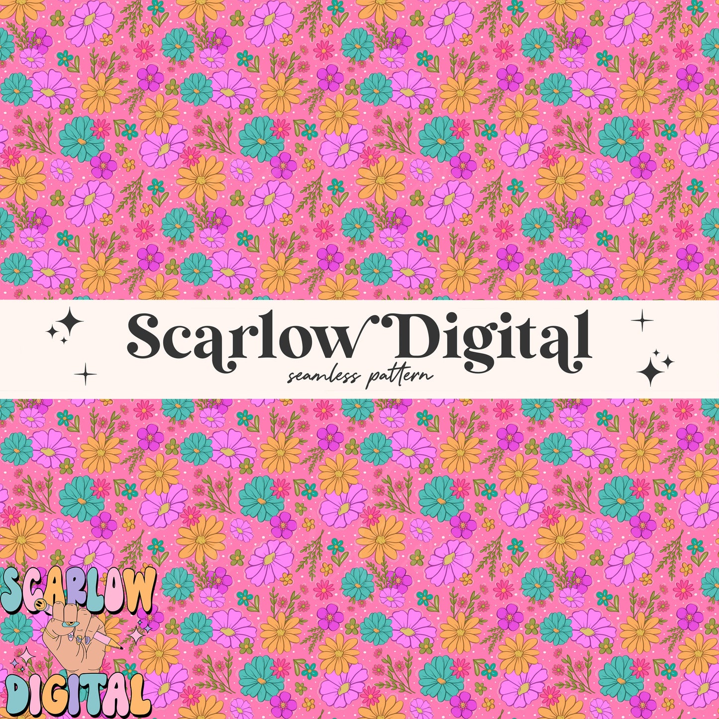 Bright Spring Flowers Seamless Pattern, trendy seamless, daisy seamless, floral digital print, flowers seamless prints, digital paper file